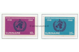 Suriname NVPH 495-496 Postfris 20 jaar Wereldgezondheidsorganisatie