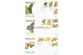 Republiek Suriname Zonnebloem E73 A, B en C Onbeschreven 1e Dag-enveloppe Vlinders van Suriname op  3 enveloppen 1983