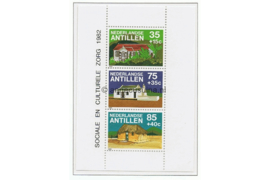 Nederlandse Antillen NVPH 734 Postfris Blok Cultuur, traditionele huizen 1982