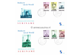 Republiek Suriname Zonnebloem E207 A en B Onbeschreven 1e Dag-enveloppe Met afbeeldingen van moskeeën op 2 enveloppen 1997