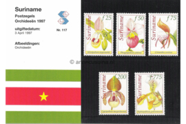 Republiek Suriname Zonnebloem Presentatiemapje PTT nr 117 Postfris Postzegelmapje Surinaamse orchideeën 1997