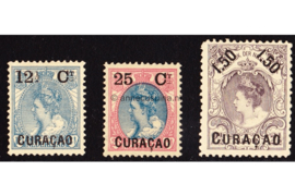 Curaçao NVPH 26-28 Ongebruikt Frankeerzegels van Nederland der uitgifte 1899, overdrukt in zwart 1901-1902