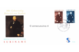Republiek Suriname Zonnebloem E202 Onbeschreven 1e Dag-enveloppe De honderdste sterfdag van Heinrich von Stephan 1997