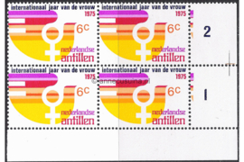 Nederlandse Antillen NVPH 512 Postfris (6 cent) (Blokje van vier) HOEKSTUK Internationaal Jaar van de Vrouw 1975