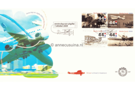 Nederland NVPH E597 Onbeschreven 1e Dag-enveloppe 100 jaar gemotoriseerde luchtvaart op 2 enveloppen 2009