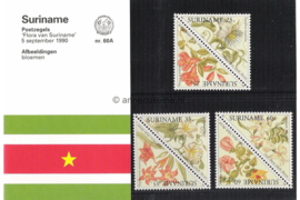 Republiek Suriname Zonnebloem Presentatiemapje PTT nr 60A en 60B Postfris Postzegelmapje Surinaamse bloemen 1990
