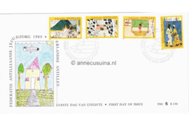 Nederlandse Antillen (SE-serie) NVPH E135 (E135AS met nr. E134) Onbeschreven 1e Dag-enveloppe Kinderpostzegels 1980