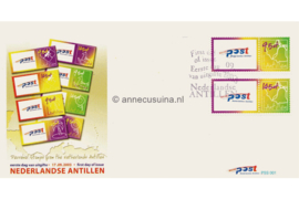 Nederlandse Antillen NVPH EPPS001 Onbeschreven 1e Dag-enveloppe Persoonlijke postzegels uit blokken op 6 enveloppen 2003