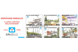 Republiek Suriname Zonnebloem PB 9 Postfris Postzegelboekje Ter gelegenheid van 80 jaar Suralco Bauxiet Industrie, Boekje met inhoud nrs. 908 t/m 913 met tekst 1996