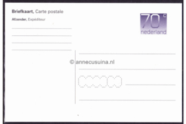 Nederland (afb. NVPH 1117) Briefkaart Postfris (70 cent) Cijferserie (Crouwel zegels) 1976-2001