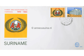 Republiek Suriname Zonnebloem E91 Onbeschreven 1e Dag-enveloppe Het 75-jarig bestaan van de Kamer van Koophandel en Fabrieken 1985