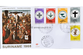 Suriname (Palmboom) NVPH E59 (E59P) Onbeschreven 1e Dag-enveloppe Paasweldadigheidszegels 1968