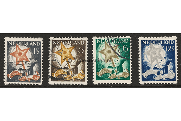 Nederland NVPH R98-R101 Gestempeld FOTOLEVERING Tweezijdige hoekroltanding Kinderzegels 1933