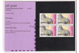 Nederland NVPH M55 (PZM55) Postfris Postzegelmapje 75 jaar Kankersinstituut 1988