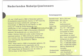 Nederland NVPH M87 (PZM87) Postfris Postzegelmapje Nobelprijswinnaars 1991