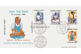 Nederlandse Antillen NVPH E44b (Uitgave met meisje met baby) Onbeschreven 1e Dag-enveloppe Kinderpostzegels. Huishouden 1966