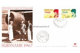 Suriname (Palmboom) NVPH E54 (E54P) Onbeschreven 1e Dag-enveloppe Amelia Earhart 1967