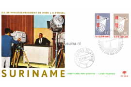Suriname (Palmboom) NVPH E48 (E48P) Onbeschreven 1e Dag-enveloppe Invoering van televisie in Suriname in 1965 1966