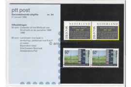 Nederland NVPH M34 (PZM34) Postfris Postzegelmapje Gecombineerde uitgifte 1986