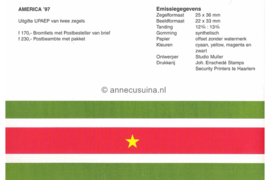 Republiek Suriname Zonnebloem Presentatiemapje PTT nr 124 (Losse zegels) Postfris Postzegelmapje U.P.A.E. America (negende serie) Afbeeldingen van een motor voor briefbezorging en van een postbesteller 1997