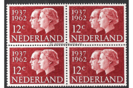 Nederland NVPH 764 Postfris (12 cent) (Blokje van vier) Zilveren huwelijk Juliana en Bernhard 1962