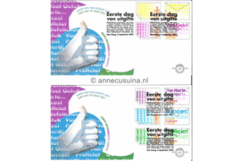 Nederland NVPH E440 Onbeschreven 1e Dag-enveloppe Zegels uit het boekje "tien om te feliciteren" (PB71) op 2 enveloppen  2001