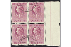 Nederland NVPH D39 Gestempeld (Met velrand Rechts) (30 cent) (Blokje van vier) COUR INTERNATIONALE DE JUSTICE 1951-1958
