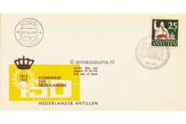 Nederlandse Antillen NVPH E28d (Uitgave met 150 en kroon gele achtergrond) Onbeschreven 1e Dag-enveloppe 150 jaar Onafhankelijkheid Nederland 1963