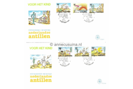 Nederlandse Antillen NVPH E224a+b Onbeschreven 1e Dag-enveloppe Kinderzegels op 2 enveloppen 1990
