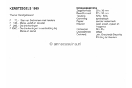 Republiek Suriname Zonnebloem Presentatiemapje PTT nr 103 Postfris Postzegelmapje Kerstzegels. Het kerstverhaal. 1995