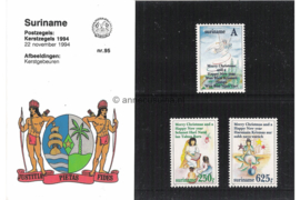 Republiek Suriname Zonnebloem Presentatiemapje PTT nr 95 Postfris Postzegelmapje Kerstmis 1994