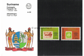 Republiek Suriname Zonnebloem Presentatiemapje PTT nr 93 Postfris Postzegelmapje De Internationale Postzegeltentoonstelling 'Fepapost 94' in Den Haag 1994