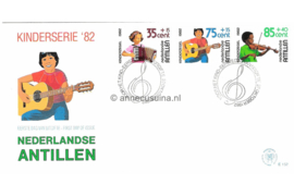 Nederlandse Antillen (Postdienst) NVPH E152 (E152PO) Onbeschreven 1e Dag-enveloppe Kinderzegels, muziek 1982