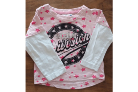 T-shirt lange mouw roze met sterren en witte mouwen