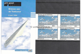 Nederland NVPH M186 (PZM186) Postfris Postzegelmapje Brieven aan de toekomst 1998