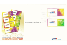 Nederlandse Antillen NVPH EPPS001 Onbeschreven 1e Dag-enveloppe Persoonlijke postzegels uit blokken op 6 enveloppen 2003