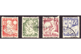 Nederland NVPH R86-R89 Gestempeld FOTOLEVERING Tweezijdige hoekroltanding Kinderzegels 1930
