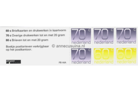 Nederland NVPH PB44a Postfris Postzegelboekje 2 x 60ct + 4 x 70ct cijfer Crouwel, kaftkleur oranje 1991