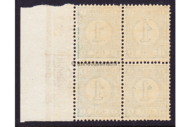Nederland NVPH 31a Postfris FOTOLEVERING (1 cent) (Blokje van vier) MET VELRAND Drukwerkzegels (Nieuwe druk met synthetische drukinkt) 1894