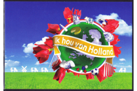 Nederland Ansichtkaart nr. 1 behorende bij NVPH 2751-D-23 Velletjes met drie zegels (Persoonlijke Postzegels) Velletje Ik hou van Holland 2011