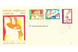 Nederlandse Antillen (Windroos) NVPH E98 (E98Wb) Onbeschreven 1e Dag-enveloppe Kinderpostzegels 1976