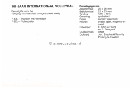 Republiek Suriname Zonnebloem Presentatiemapje PTT nr 96 Postfris Postzegelmapje 100 Jaar Internationaal Volleybal 1995