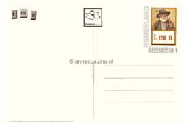 Nederland Ansichtkaart MET VOORGEPLAKTE POSTZEGEL nr. 1 "Teun" behorende bij NVPH 2751-D-14 Velletjes met drie zegels (Persoonlijke Postzegels) Velletje Leesplankje 1; Teun, Vuur, Gijs 2010