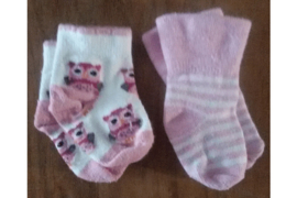 Sokjes roze/wit 2 paar