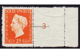 Nederlands Indië NVPH 346 Postfris MET VELRAND (nr. 3) FOTOLEVERING  (25 gulden) Koningin Wilhelmina (Hartz) 1948