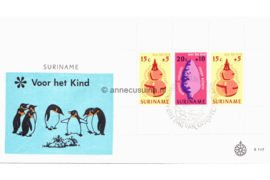 Suriname (Windroos) NVPH E117 (E117W) Onbeschreven 1e Dag-enveloppe Blok Kinderpostzegels 1975