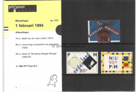 Nederland NVPH M117 (PZM117) Postfris Postzegelmapje 50e sterfdag Piet Mondriaan 1994