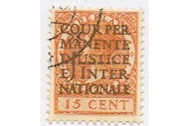 Nederland NVPH D14 Gestempeld (15 cent) Opdruk COUR PERMANENTE DE JUSTICE INTERNATIONALE in goud op zegels van de uitgifte 1926-1935, 1926-1939 en 1933