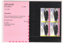 Nederland NVPH M39 (PZM39) Postfris Postzegelmapje 100e geboortedag Dr. W. Drees 1986