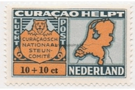 Curaçao NVPH LP53 Ongebruikt (10+10 cent) Curaçao Helpt. Landkaart van Nederland en inschrift Curaçao helpt Nederland. 1946